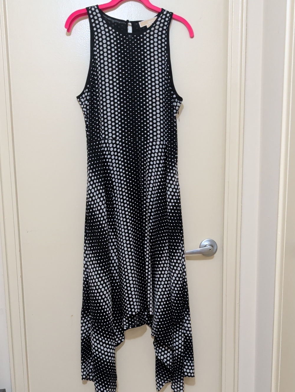 MICHAEL Michael Kors Black and White Polka Dot High-Low Dress